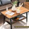 Outdoor 2-Piece Rattan Coffee Table Set with Storage Shelf and Cushions
